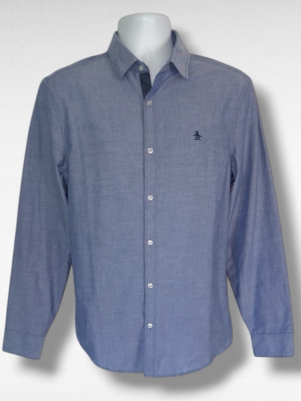 Original Penguin Heritage Slim Fit Button-Down Shirt Men’s M Blue Cotton Blend